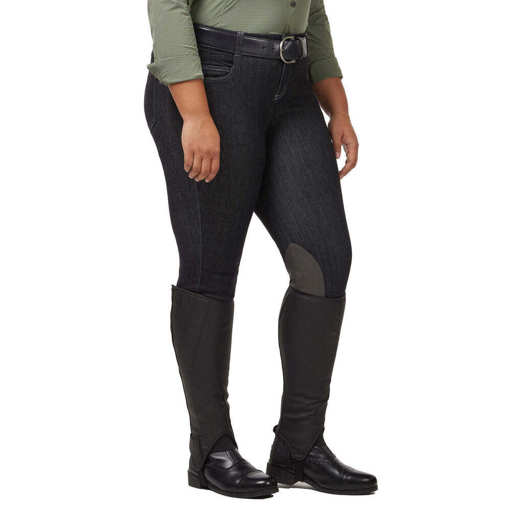 Kerrits Activewear Stretch Denim Knee Patch Riding Breech Size SCHARCOAL / S